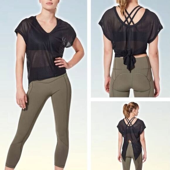 LULULEMON Ahead By Miles Short Sleeve Sz 6 Black - Picture 1 of 6